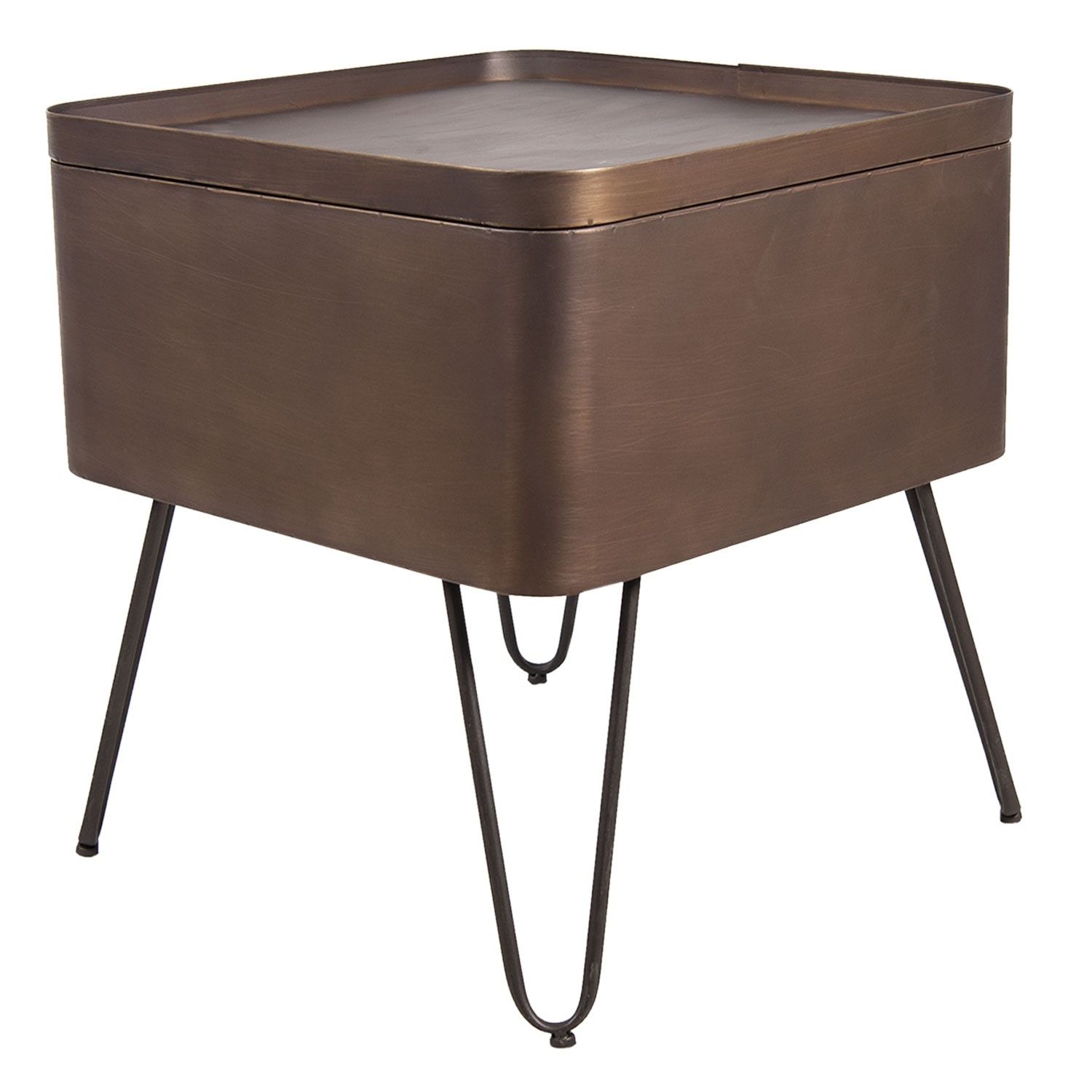 Zlato hnědý kovový čtvercový odkládací stolek Hynek - 45*45*49 cm Clayre & Eef - LaHome - vintage dekorace