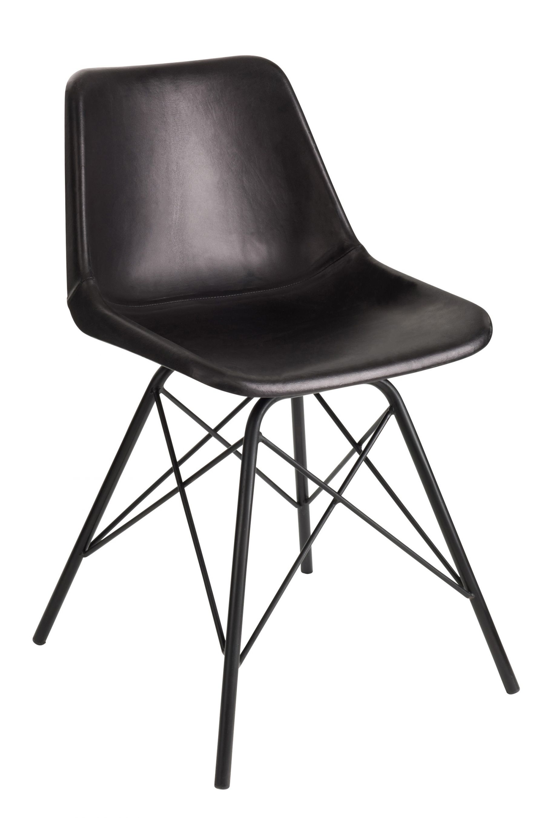Černá designová židle Mocus potažená koženkou s kovovou konstrukcí - 46*49*79 cm J-Line by Jolipa - LaHome - vintage dekorace