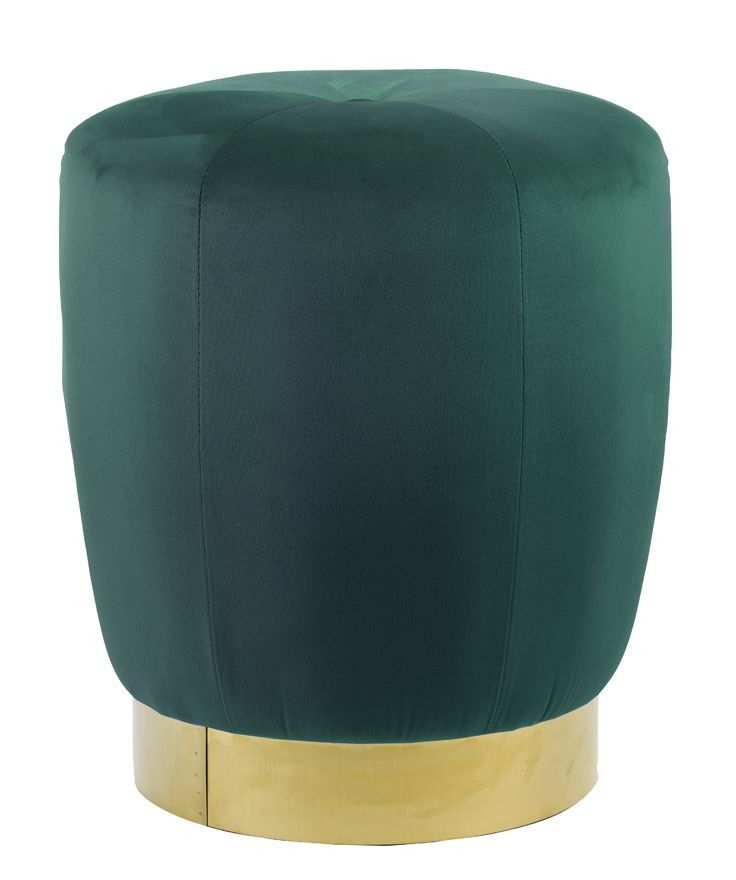 Zelený sametový puf/ sedák Scarlett se zlatým pruhem – Ø 41*47cm Light & Living - LaHome - vintage dekorace