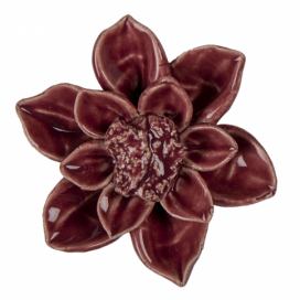 Keramická dekorace květina bordová - Ø 8*4 cm Clayre & Eef