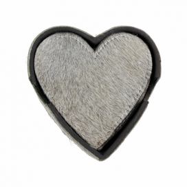 Sada 4ks kožených podtácků ve tvaru srdce Heart grey - 13*13*3 cm Mars & More