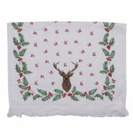 Kuchyňský froté ručník s jelenem a cesmínou Holly Christmas - 40*66 cm Clayre & Eef