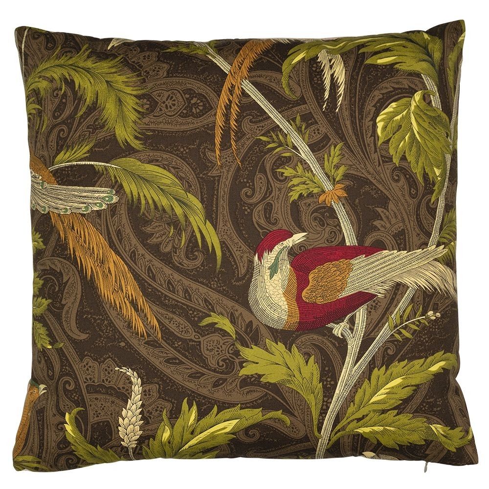 Hnědý čtvercový polštář s ptáčky Paisley bird taupe - 45*45*10cm Mars & More - LaHome - vintage dekorace