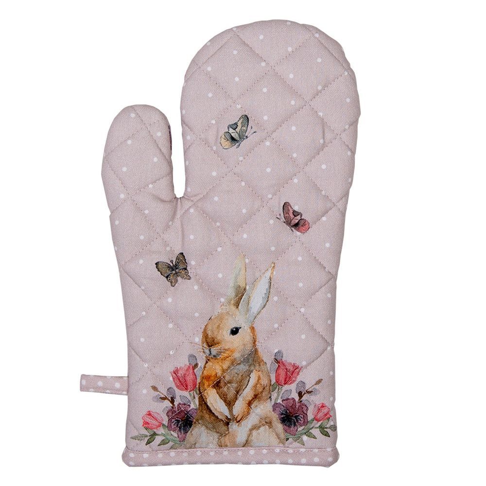 Bavlněná chňapka - rukavice s králíčkem Happy Bunny- 18*30 cm Clayre & Eef - LaHome - vintage dekorace