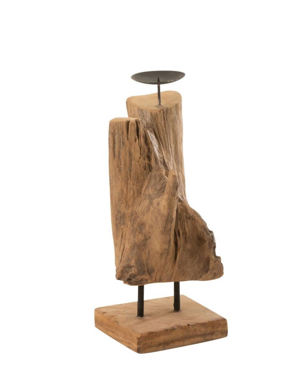 Dřevěný svícen v přírodním tvaru z teakového dřeva Trun S - 15*15*35 cm J-Line by Jolipa - LaHome - vintage dekorace