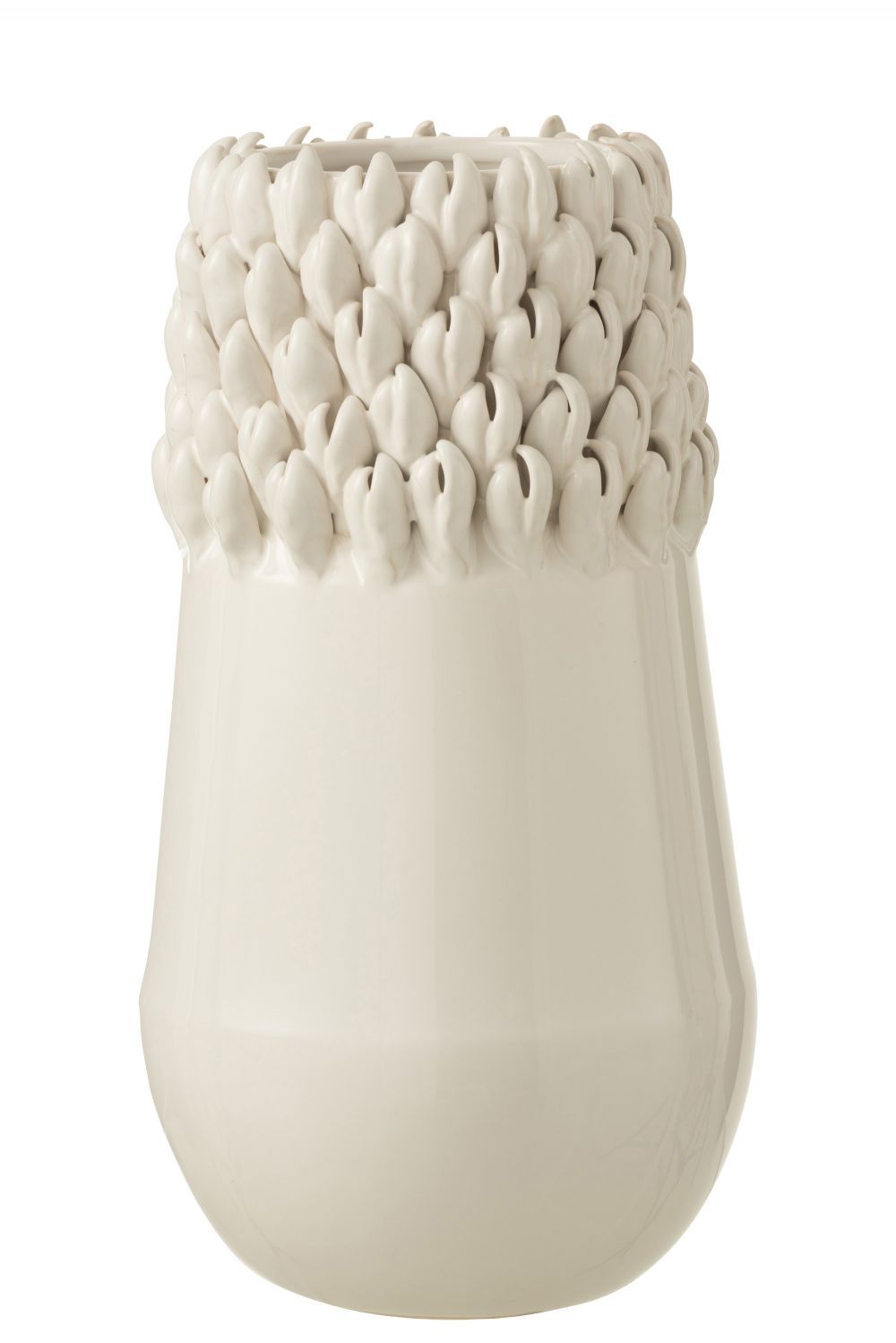 Krémová keramická váza Ibiza white - Ø 18*33cm J-Line by Jolipa - LaHome - vintage dekorace