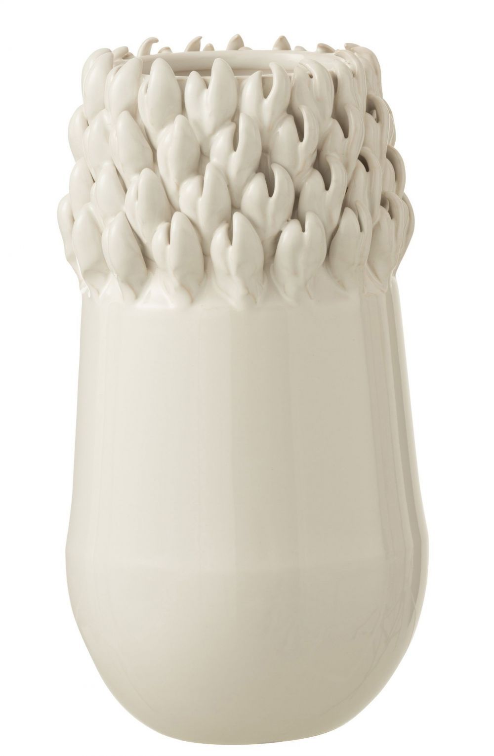 Krémová keramická váza Ibiza white - Ø 14*27cm J-Line by Jolipa - LaHome - vintage dekorace
