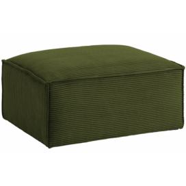 Zelený manšestrový taburet Kave Home Blok 90 x 70 cm