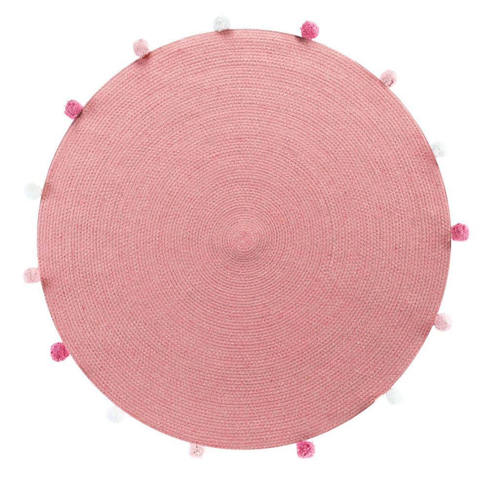 Douceur d\'intérieur Růžový koberec s bambulemi POMPOMPARTY, O 90 cm - EMAKO.CZ s.r.o.