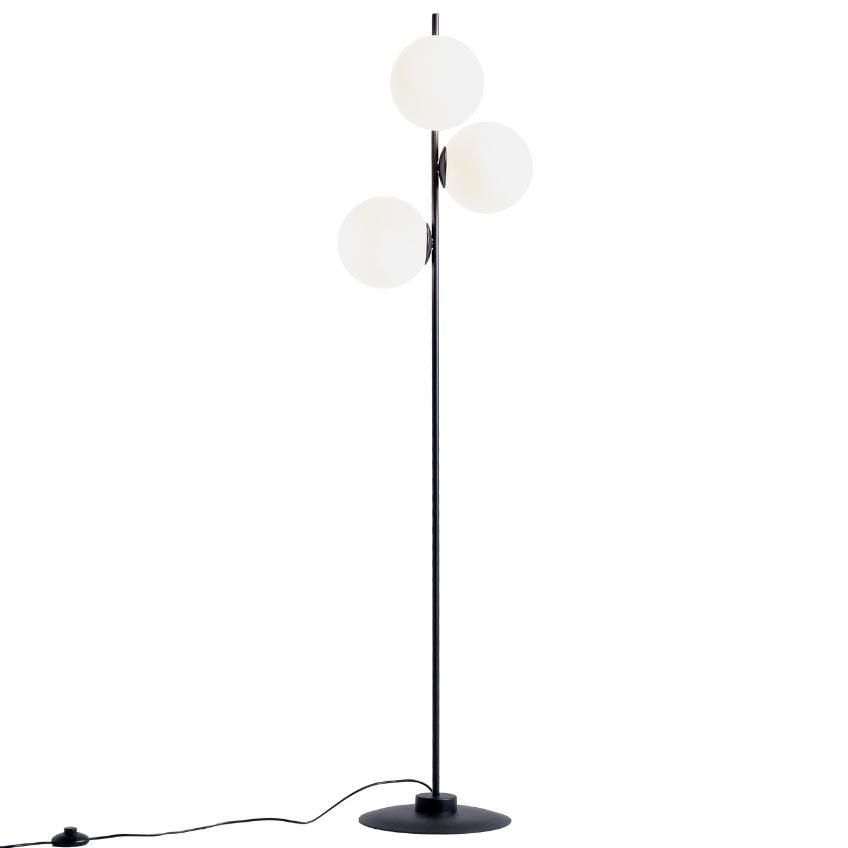 Nordic Design Bílo černá skleněná stojací lampa Bubbly 155 cm - Designovynabytek.cz