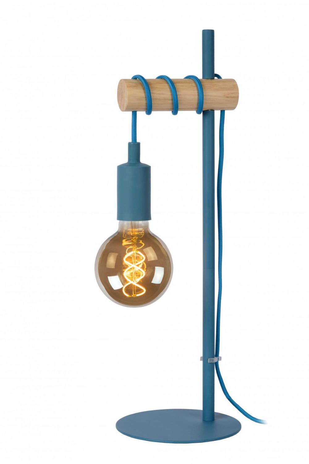 Lucide 08527/01/35 stolní lampička Pola 1x60W | E27- modrá, kov, vypínač na kabelu - Dekolamp s.r.o.