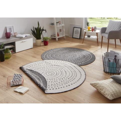 Hanse Home Kusový koberec Twin-Wendeteppiche 103112 - bílá, šedá 140x140 (průměr) kruh ATAN Nábytek