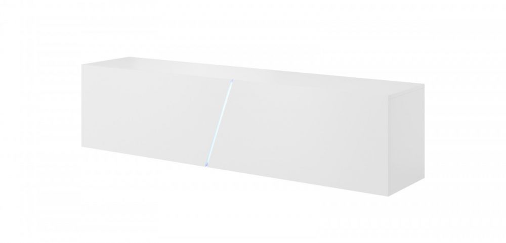 Vivaldi TV stolek Slant s LED osvětlením 160 cm bílý mat/bílý lesk - Houseland.cz