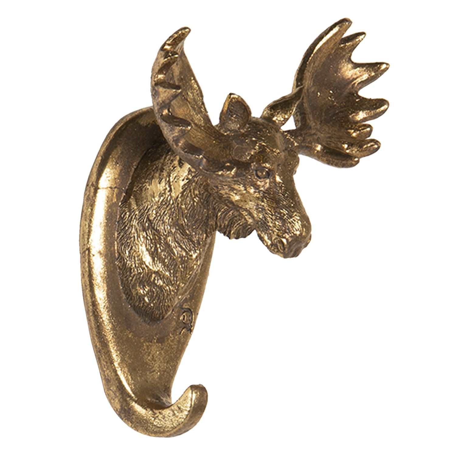 Zlatý nástěnný háček ve tvaru hlavy soba - 10*7*13 cm Clayre & Eef - LaHome - vintage dekorace