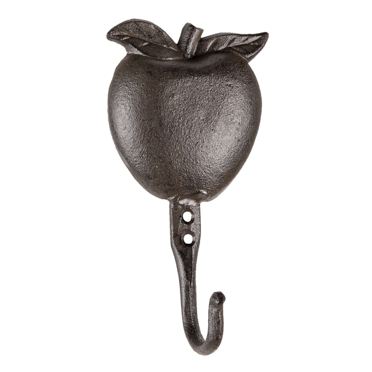 Hnědo černý litinový nástěnný háček Apple - 9*5*18 cm Clayre & Eef - LaHome - vintage dekorace