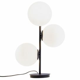 Nordic Design Bílo černá skleněná stolní lampa Bubbly
