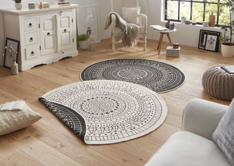 Hanse Home Kusový koberec Twin-Wendeteppiche 103101 černá 140x140 (průměr) kruh - ATAN Nábytek