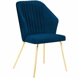 Královsky modrá sametová jídelní židle MICADONI COBRA