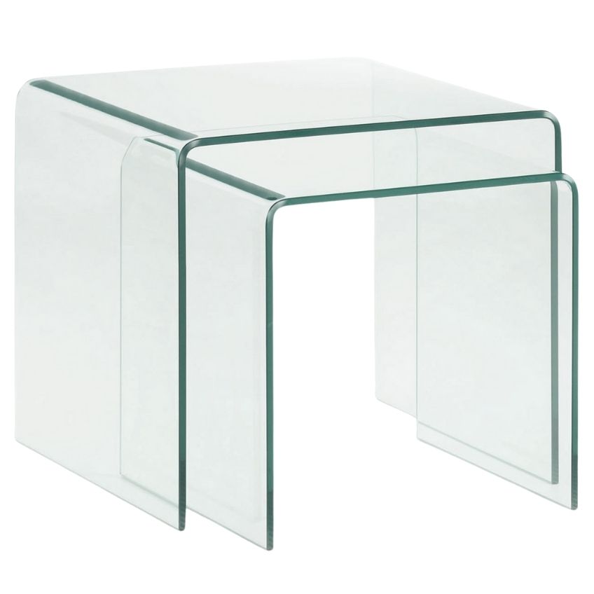 Set dvou skleněných konferenčních stolků Kave Home Burano 42/50 x 50/50 cm - Designovynabytek.cz