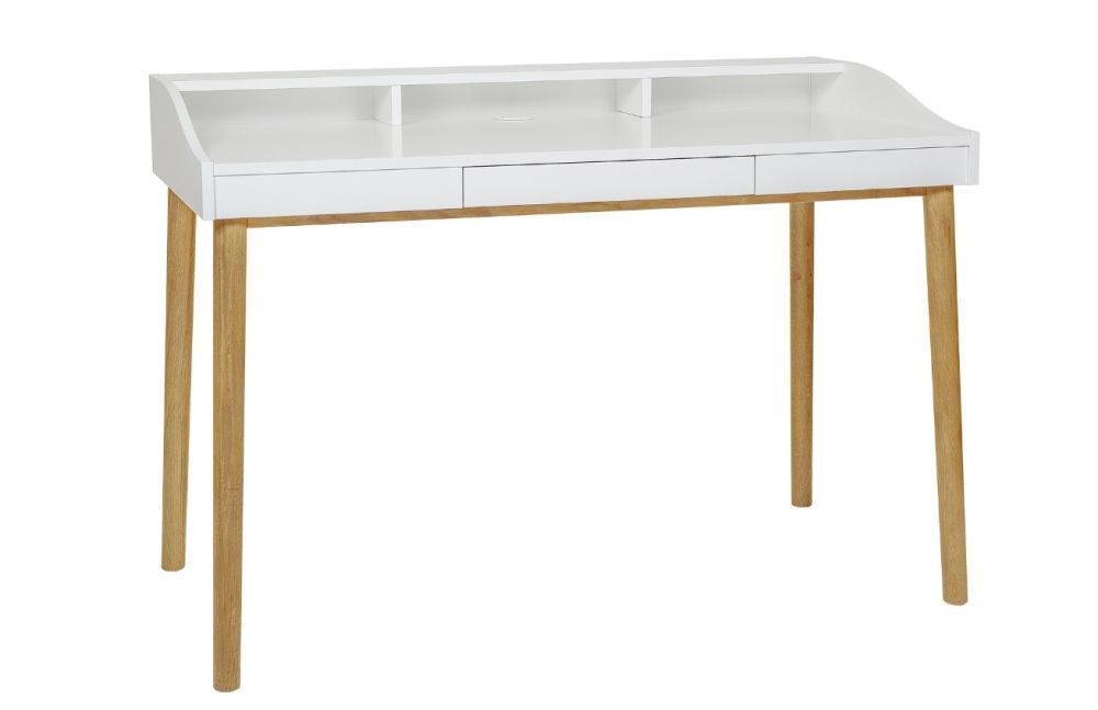 Bílý dubový pracovní stůl Woodman Lindenhof 120x60 cm - Designovynabytek.cz