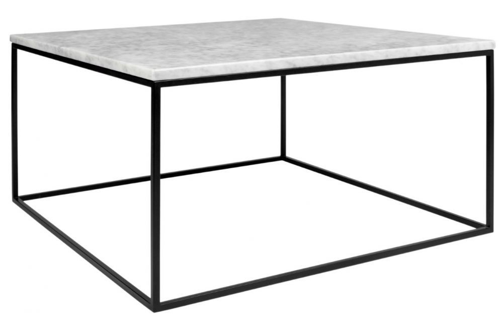 Bílý mramorový konferenční stolek TEMAHOME Gleam 75x75 cm s černou podnoží - Designovynabytek.cz