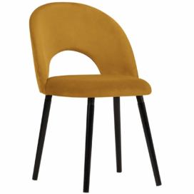 Žlutá sametová jídelní židle MICADONI TANTI