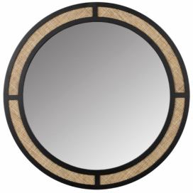 White Label Černé kovové závěsné zrcadlo WLL AIDA 76 cm
