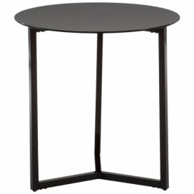 Černý skleněný kulatý odkládací stolek Kave Home Raeam 50 cm