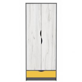 Casarredo Šatní skříň 2D DISNEY dub kraft bílý/šedý grafit/žlutá