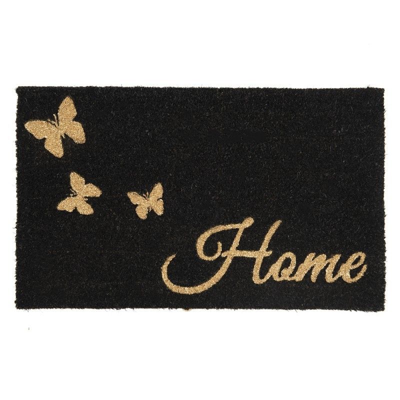 Černá kokosová rohožka s motýlky Home - 75*45*1 cm Clayre & Eef - LaHome - vintage dekorace