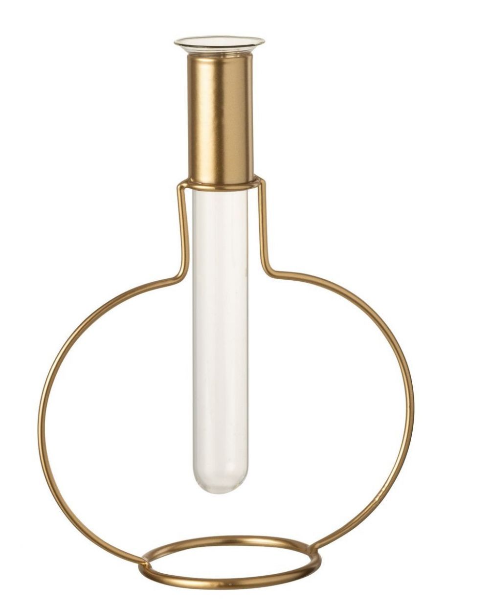 Skleněná váza zkumavka ve zlatém stojánku Tube - 18*8*23 cm J-Line by Jolipa - LaHome - vintage dekorace