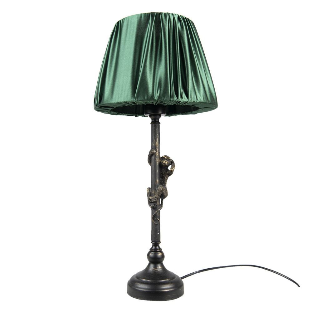 Stolní lampa s opičkou a zeleným stínidlem - Ø25*55 cm / E27 Clayre & Eef - LaHome - vintage dekorace