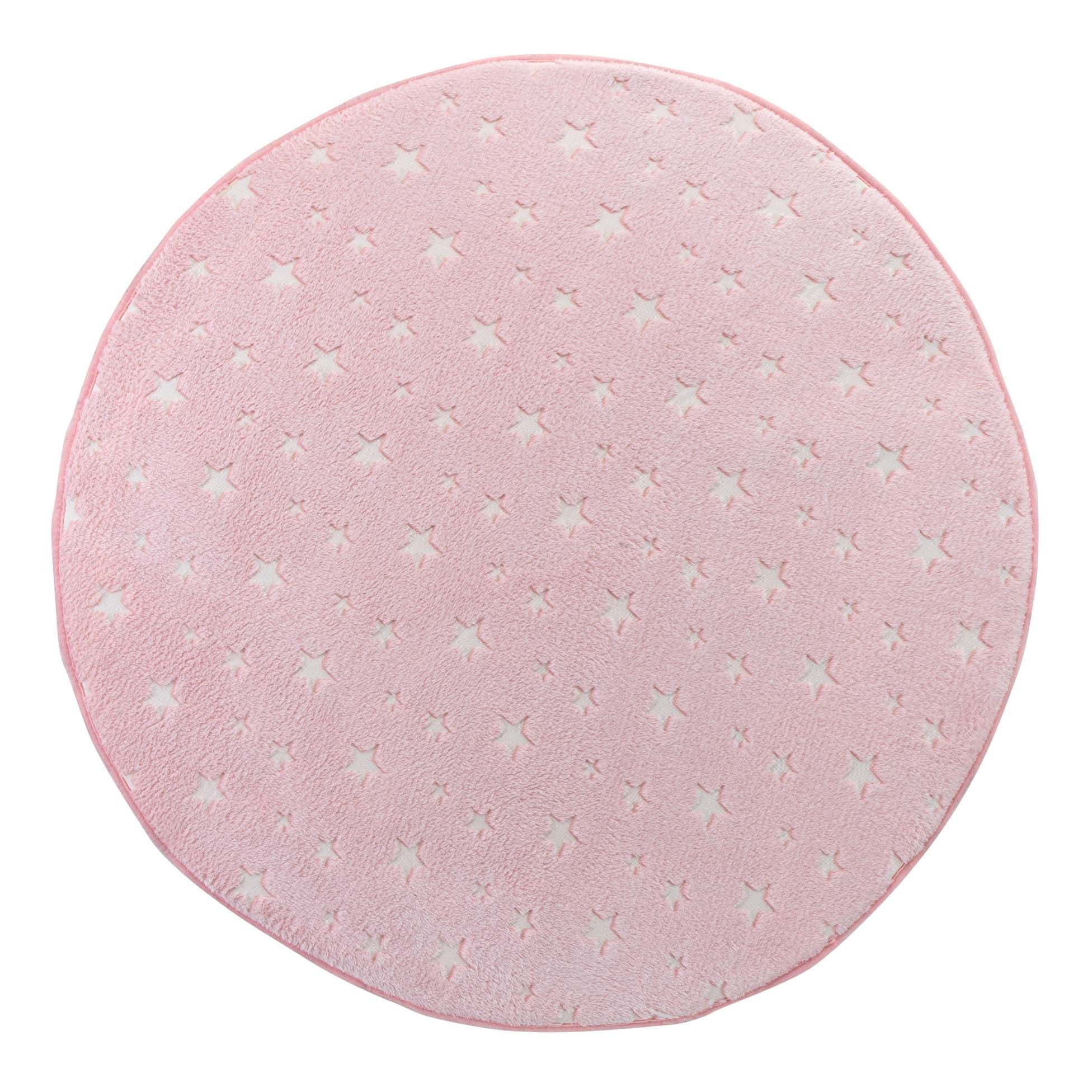 Douceur d\'intérieur Růžový kulatý koberec s hvězdami FLUO NIGHT, O 90 cm - EMAKO.CZ s.r.o.