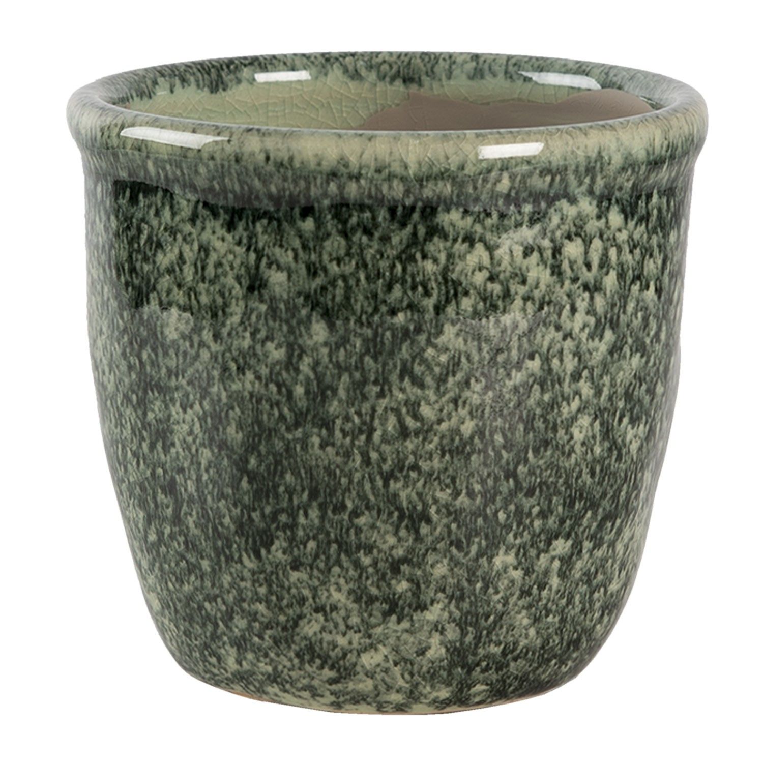 Šedo - zelený mramorovaný obal na květináč S  - Ø 11*10 cm Clayre & Eef - LaHome - vintage dekorace