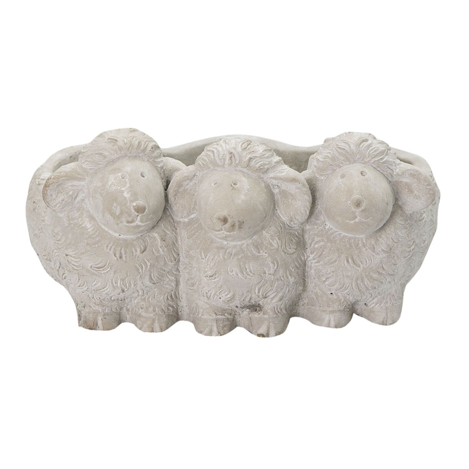Šedý květináč s  ovcemi - Ø 26*20*12 cm Clayre & Eef - LaHome - vintage dekorace