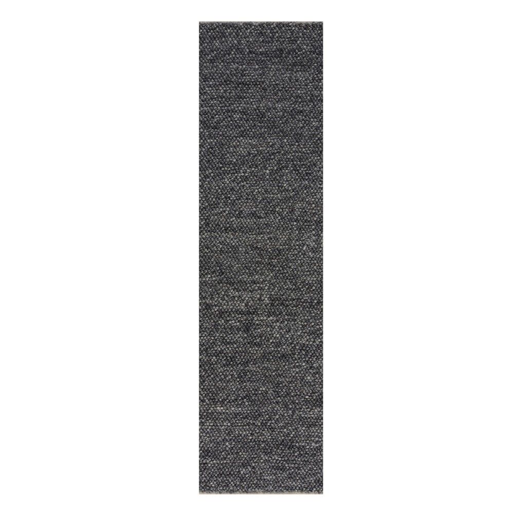 Tmavě šedý vlněný běhoun Flair Rugs Minerals, 60 x 230 cm - Bonami.cz