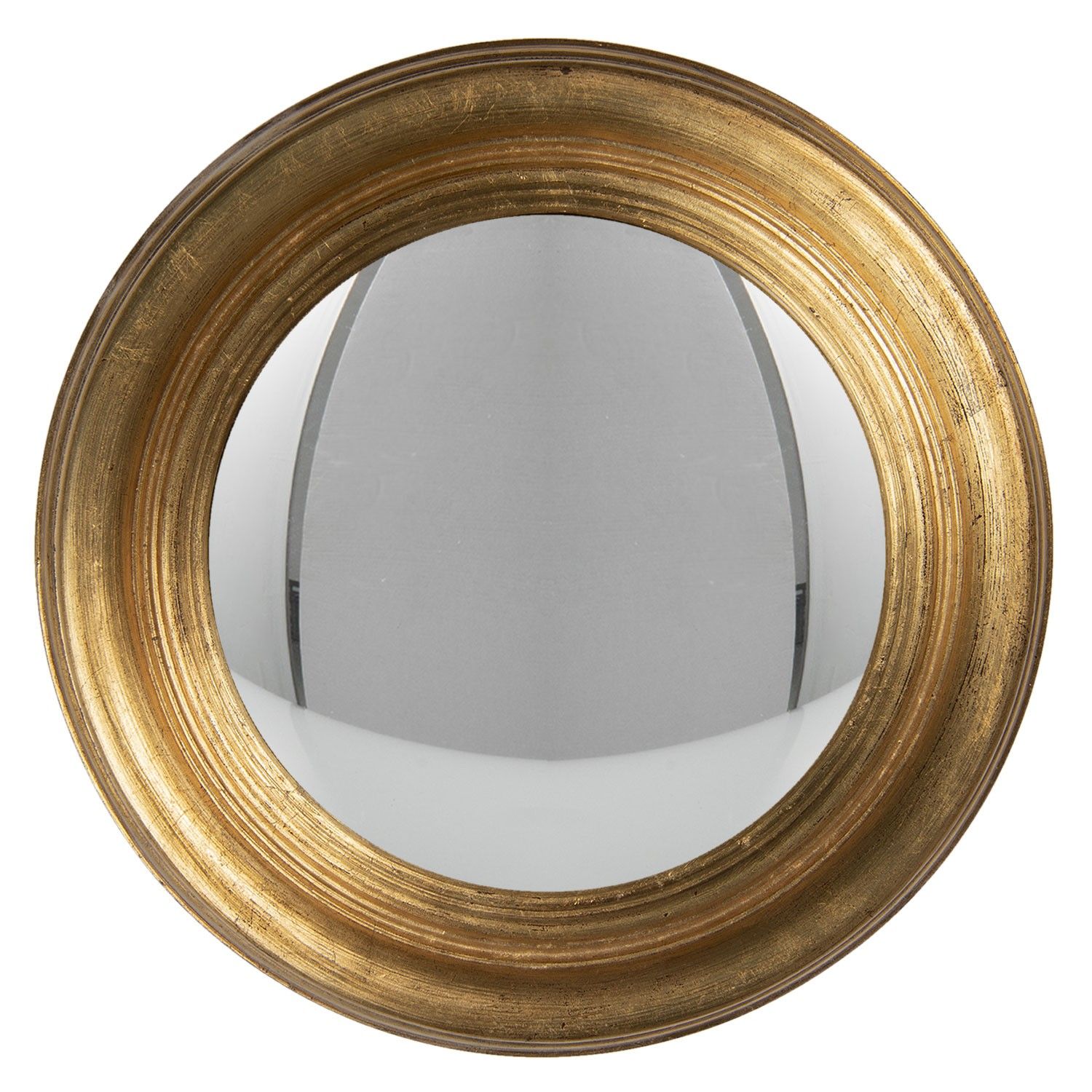 Vypouklé zrcadlo s masivním zlatým rámem Beneoit – Ø 34 cm Clayre & Eef - LaHome - vintage dekorace
