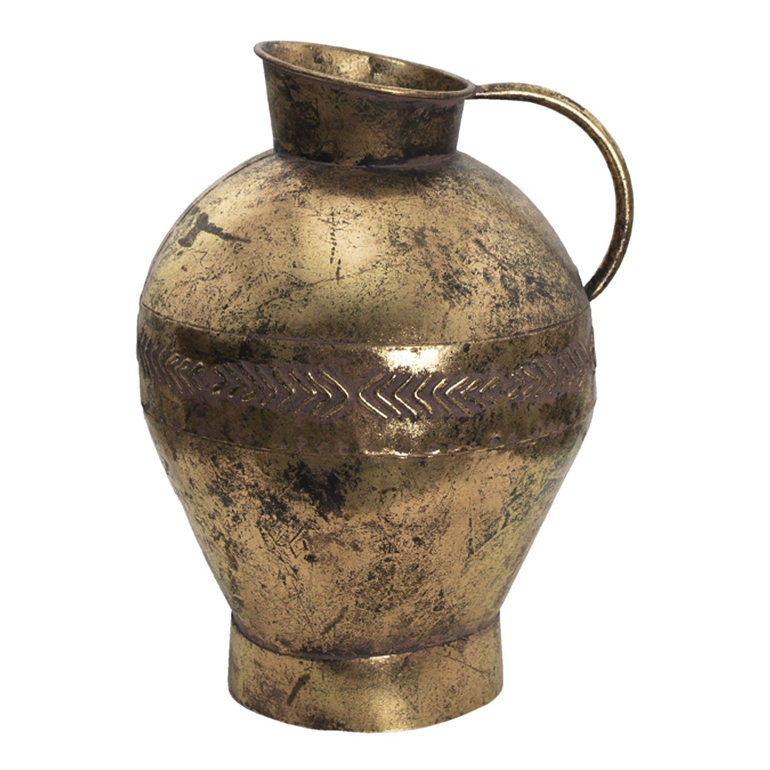 Zlatý antik kovový dekorační džbán Valeno - 27*23*34 cm Clayre & Eef - LaHome - vintage dekorace