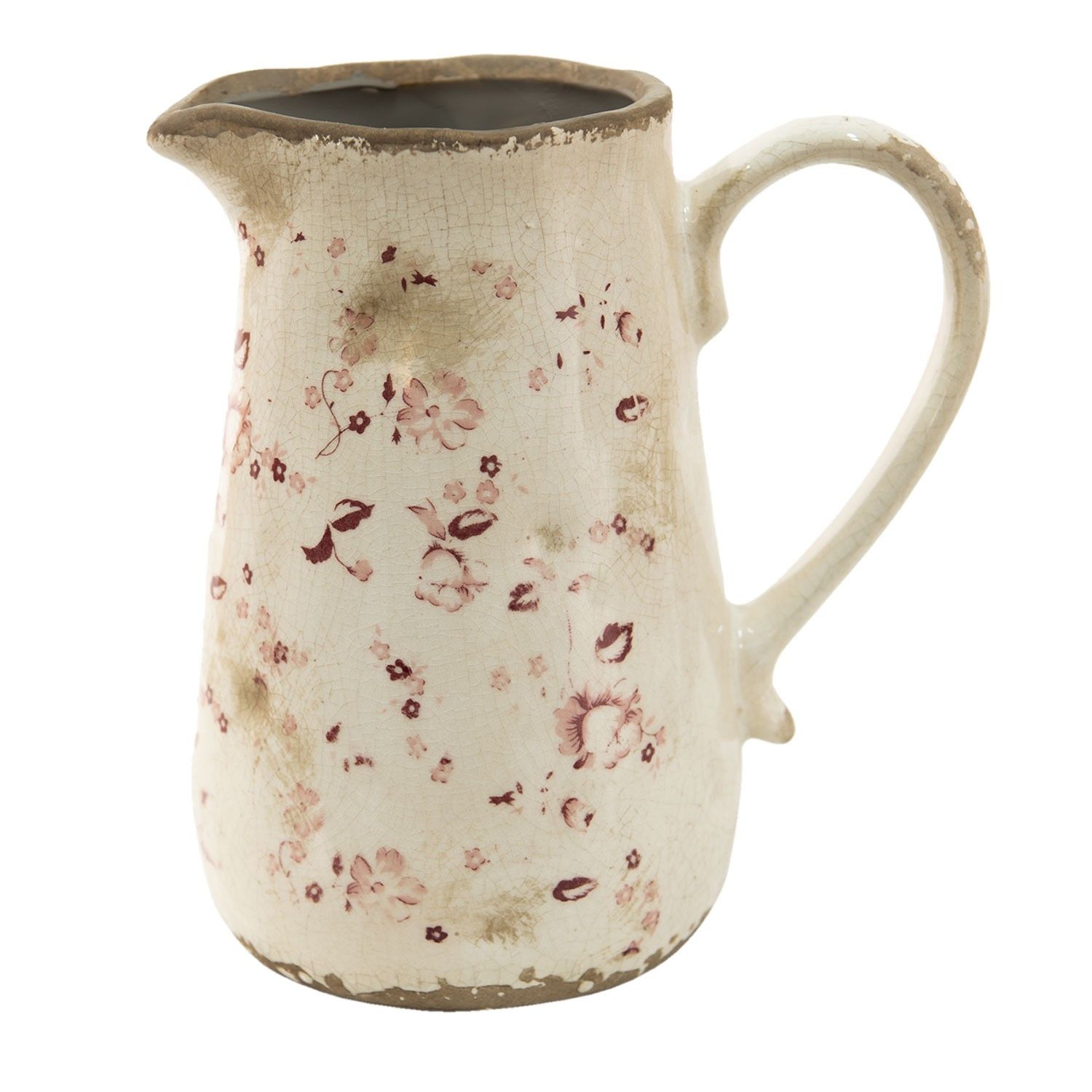 Béžový keramický džbán s jemnými kvítky Flerrié - 16*11*18 cm Clayre & Eef - LaHome - vintage dekorace