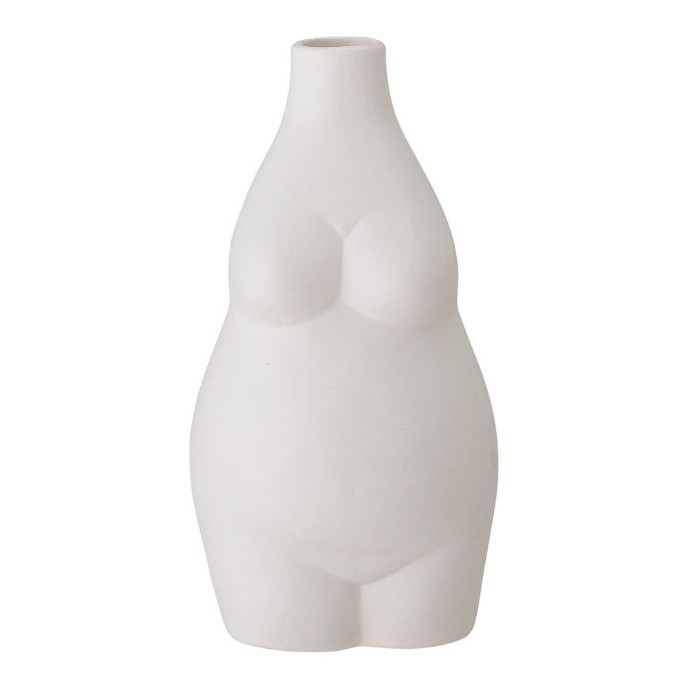 Bílá kameninová váza Bloomingville Elora, výška 18 cm - Bonami.cz