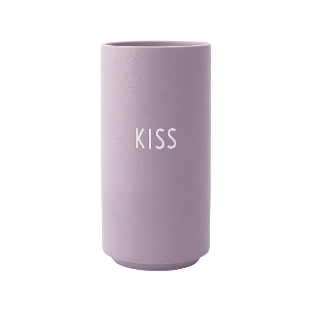 Fialová porcelánová váza Design Letters Kiss, výška 11 cm - Bonami.cz