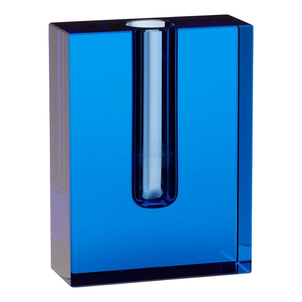 Modrá skleněná váza Hübsch Sena, výška 12 cm - Bonami.cz
