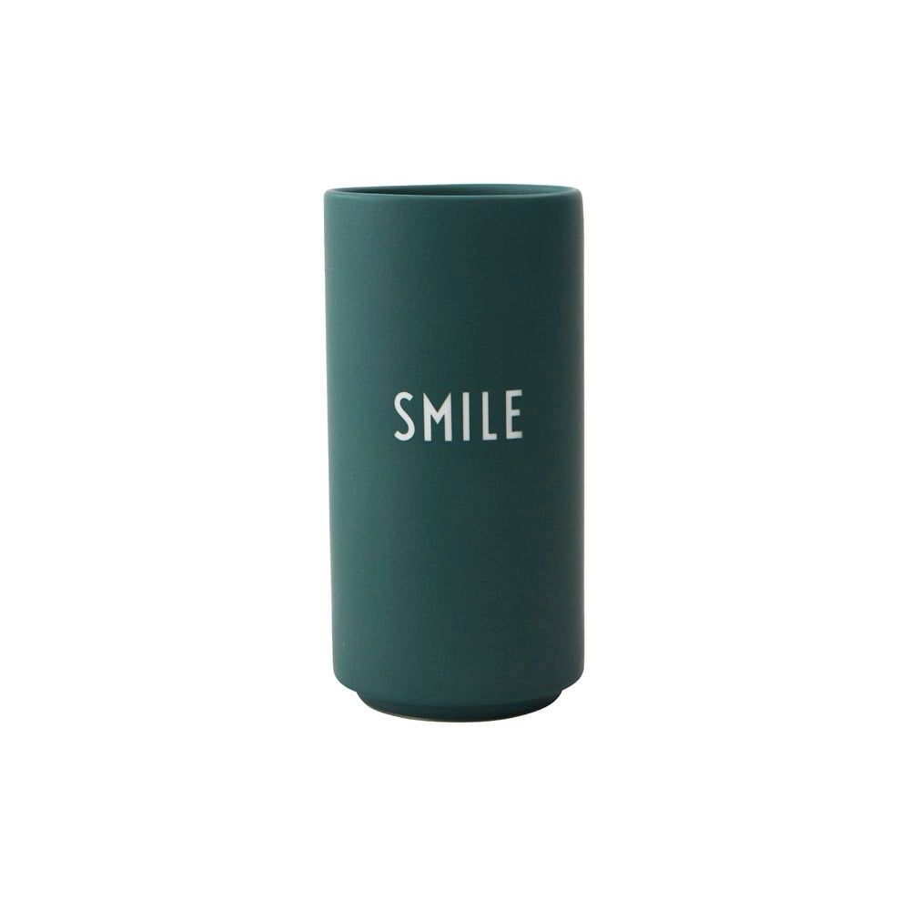 Tmavě zelená porcelánová váza Design Letters Smile, výška 11 cm - Bonami.cz