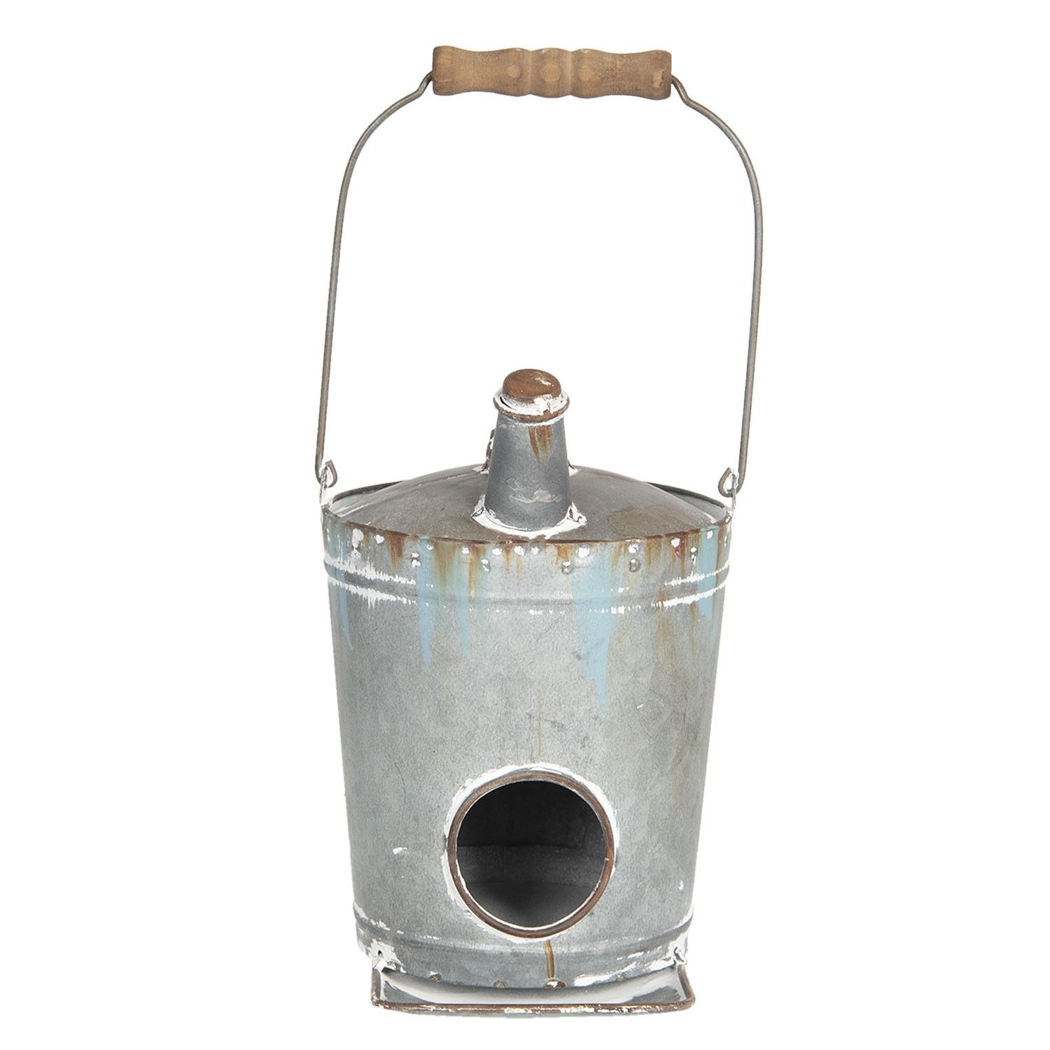 Dekorativní kovový kyblík alá ptačí budka - 17*16*26 cm Clayre & Eef - LaHome - vintage dekorace