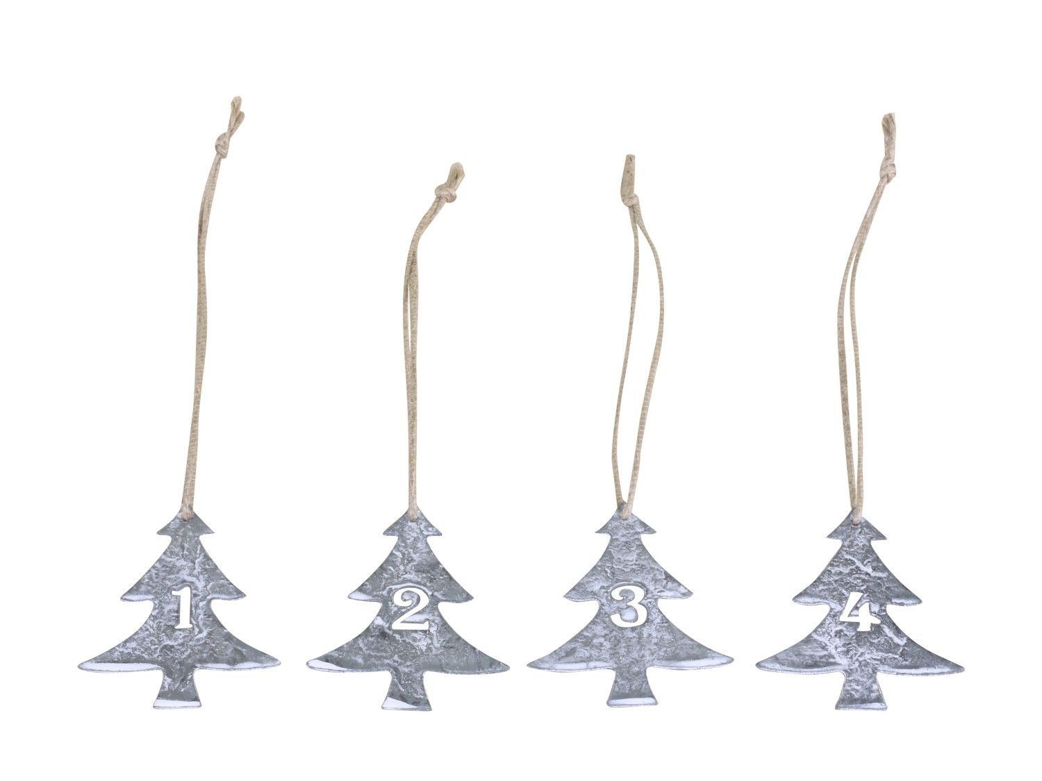 Šedé kovové vánoční stromky s čísly 1-4 na svíčky - 5*6cm Chic Antique - LaHome - vintage dekorace