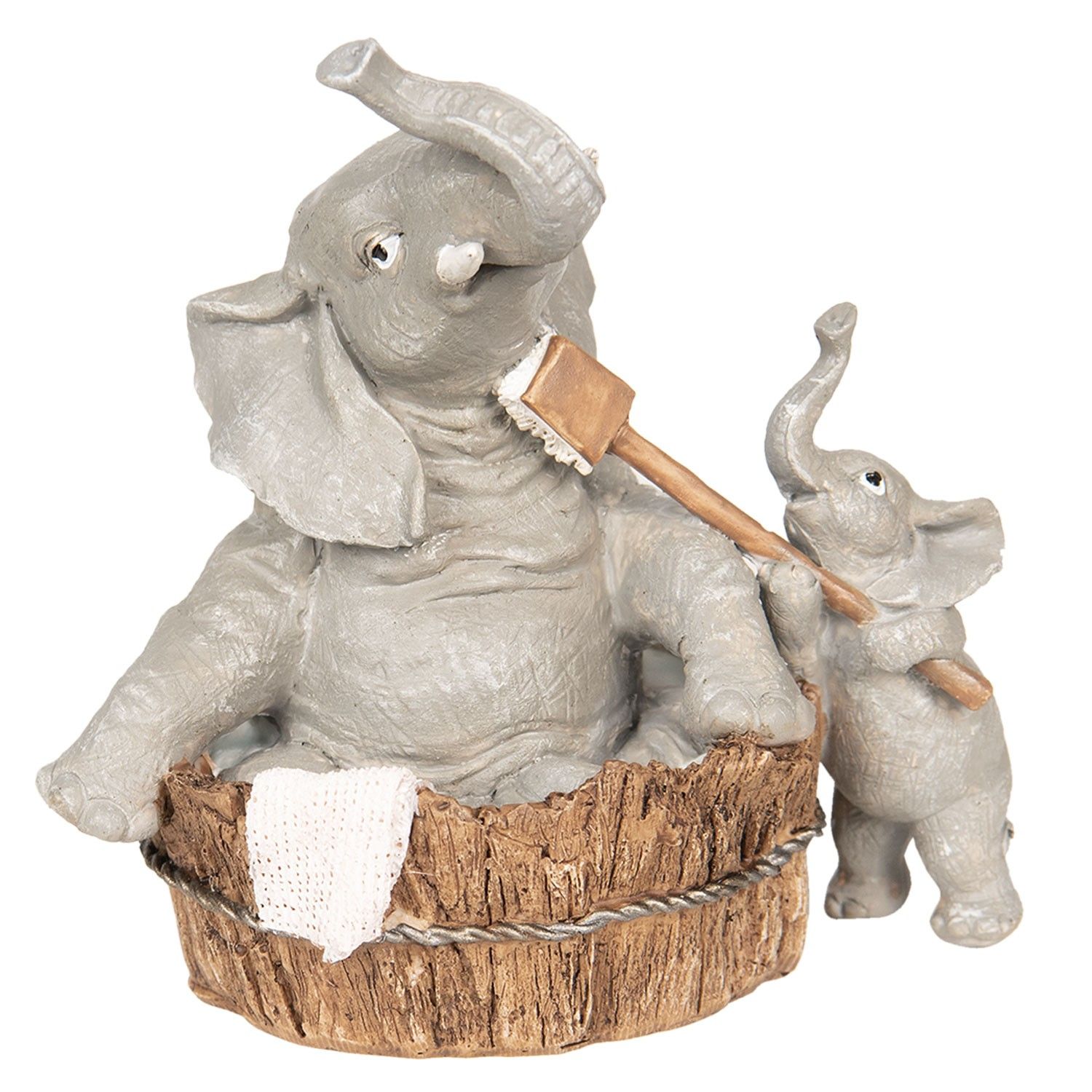 Dekorativní soška slonů při koupání - 13*9*13 cm Clayre & Eef - LaHome - vintage dekorace