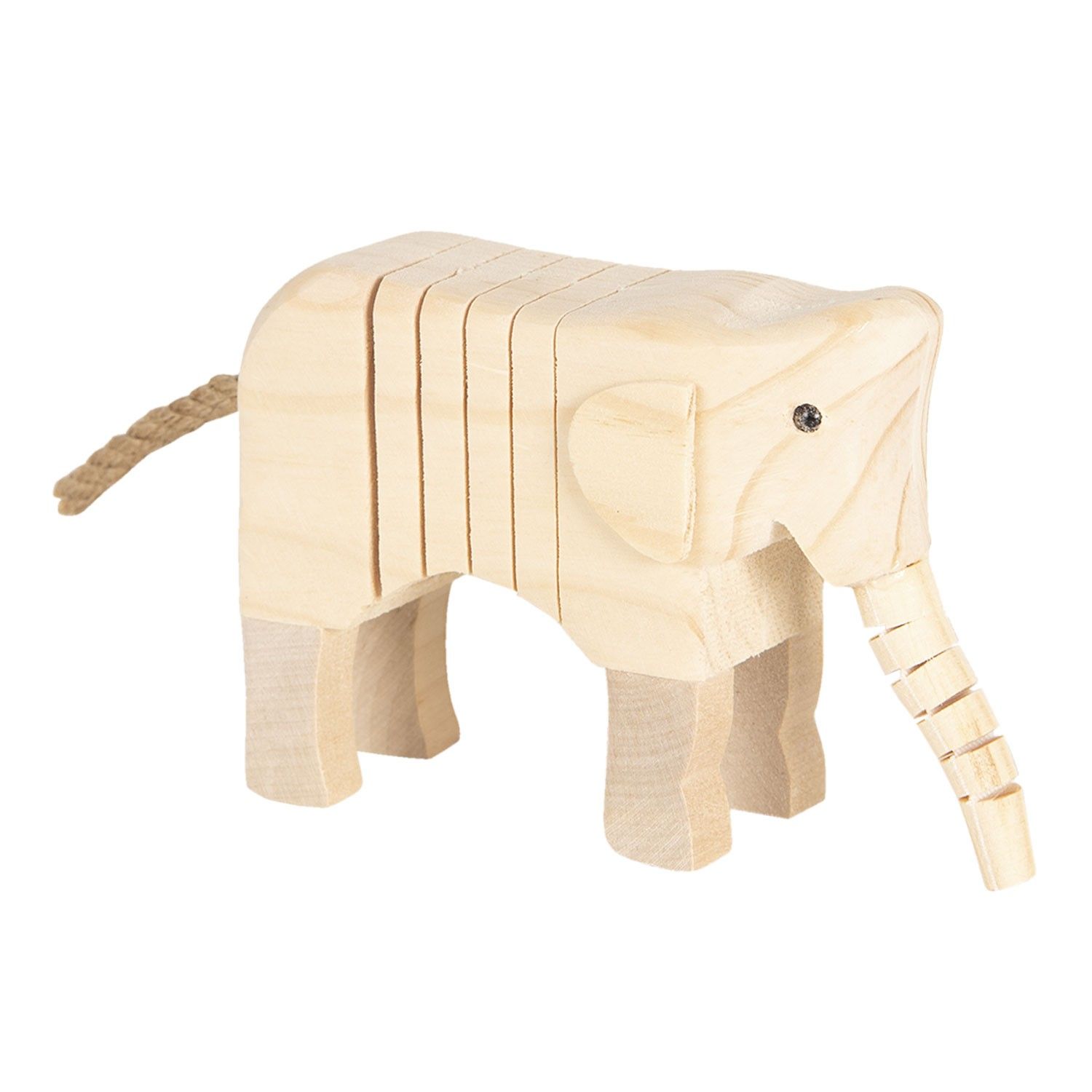 Světle hnědá dřevěná dekorativní soška slona - 4*9*11 cm Clayre & Eef - LaHome - vintage dekorace