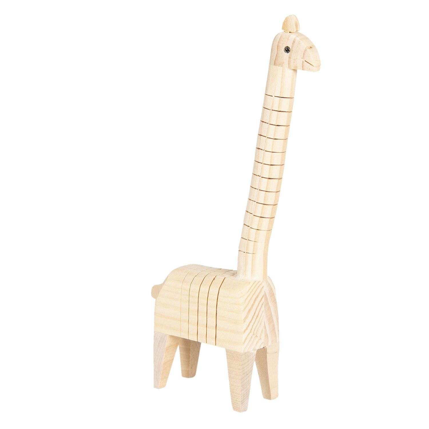 Světle hnědá dekorativní dřevěná soška žirafy - 4*6*24 cm Clayre & Eef - LaHome - vintage dekorace