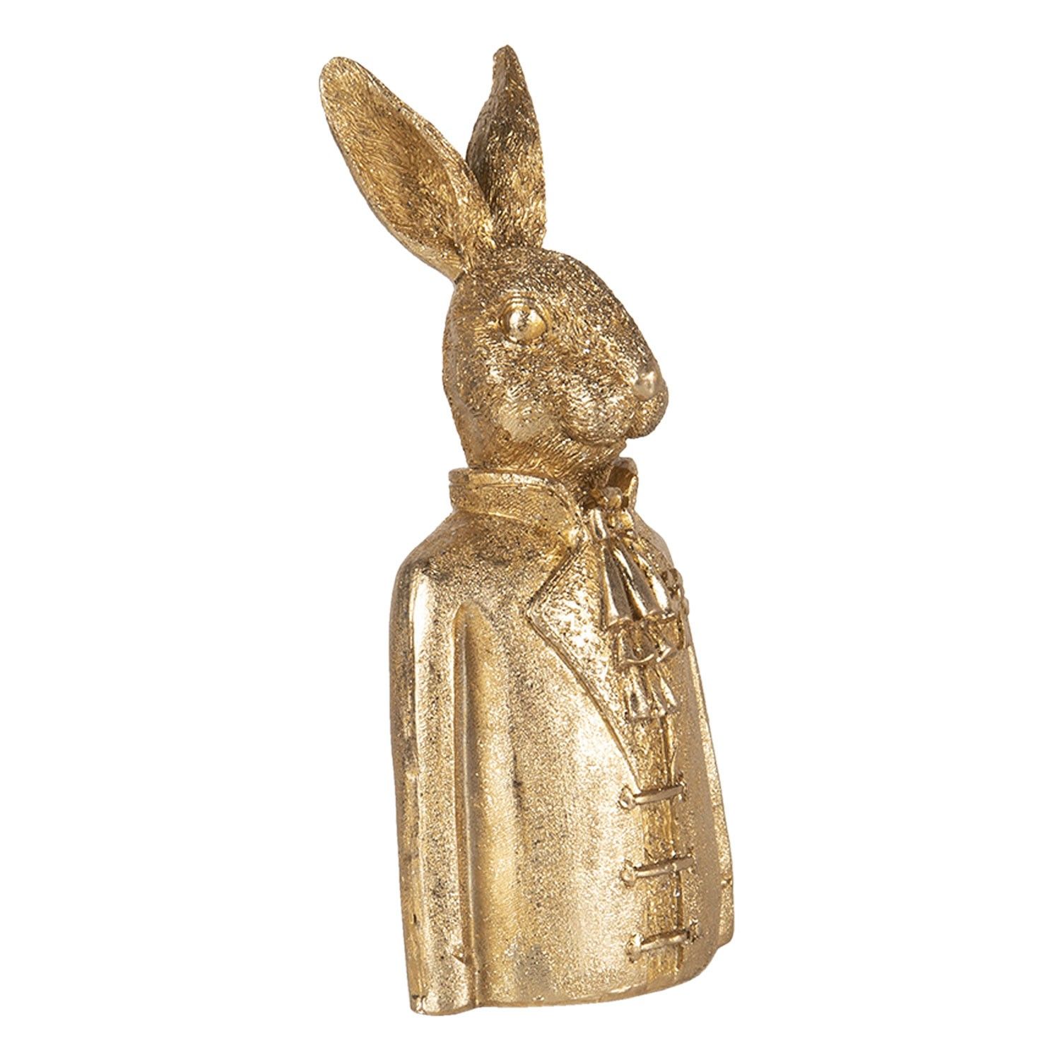 Zlatá dekorativní soška zajíce v obleku - 8*6*18 cm Clayre & Eef - LaHome - vintage dekorace