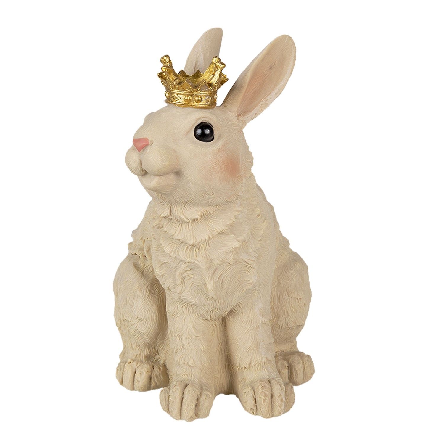 Dekorativní soška králíka se zlatou korunkou - 16*13*23 cm Clayre & Eef - LaHome - vintage dekorace